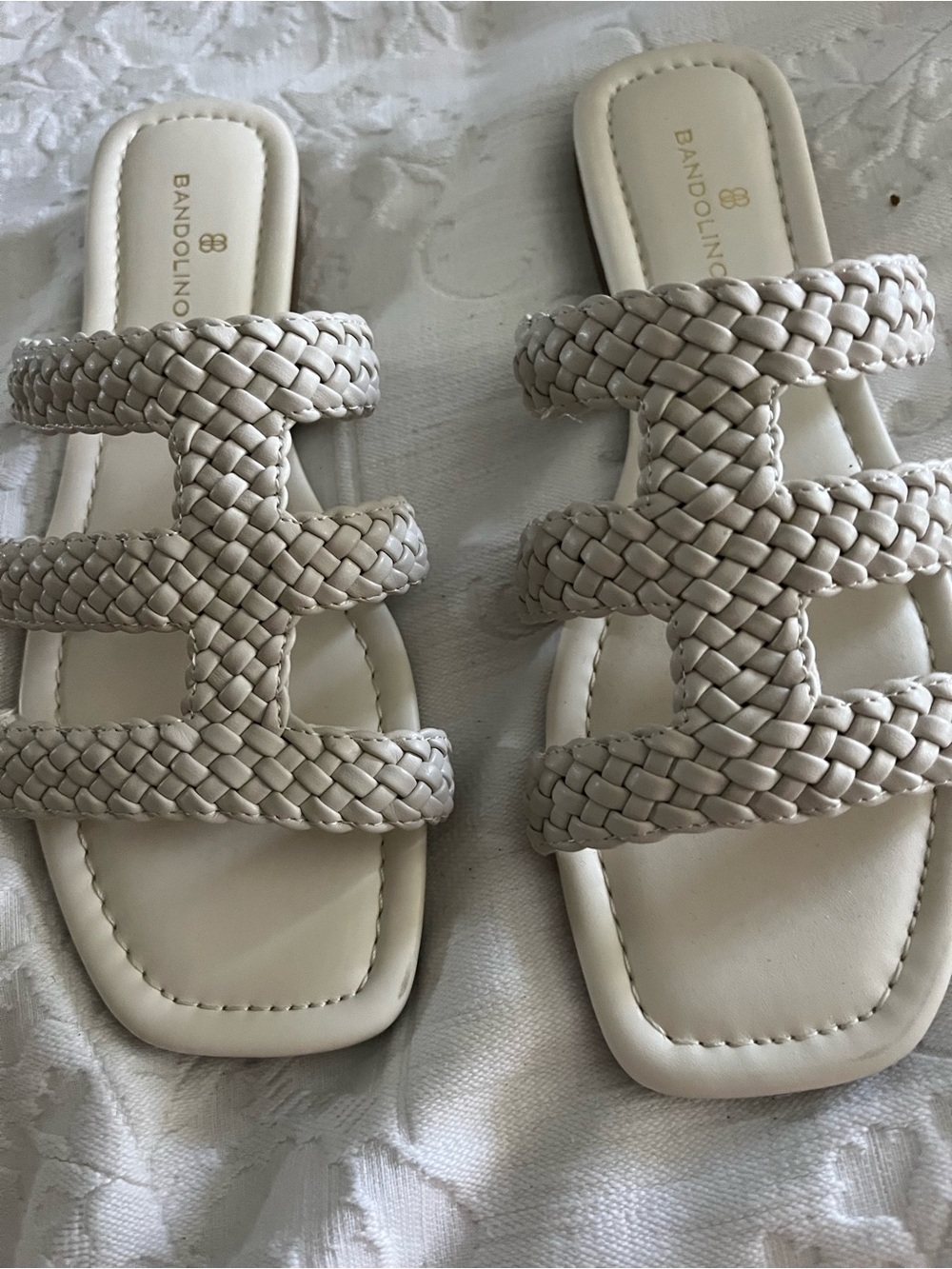 Bandolino Women's Braided Slide Sandals in Light Cream